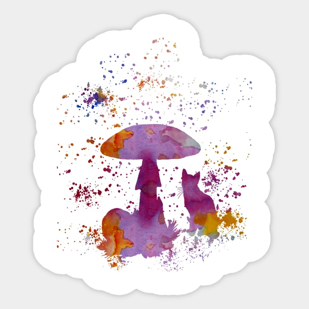 Cat and Mushroom Sticker by BittenByErmines